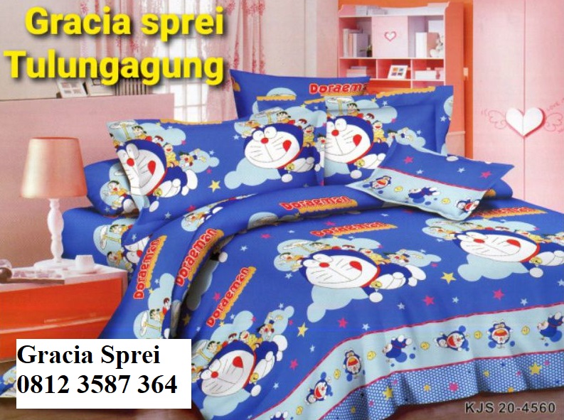 <p>Sprei Disperse Doraemon Blue motif anak-anak, d